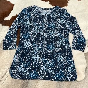 Croft & Barrow Navy and White Speckled Blouse
